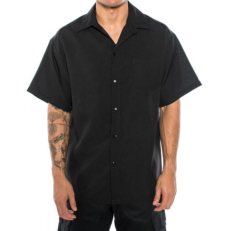 CALTOP Short Sleeve Button Up Solid Shirts