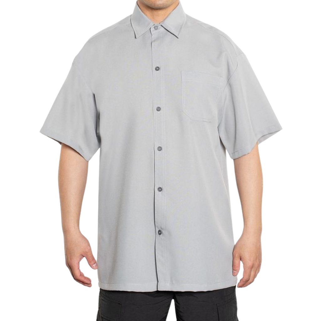 CALTOP Short Sleeve Button Up Solid Shirts