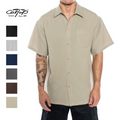 CALTOP Short Sleeve Button Up Solid Shirts